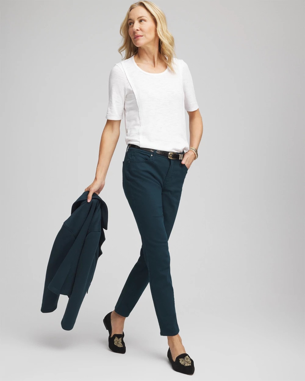 Chico's | Slub Paneled Elbow Tee/ Alabaster
