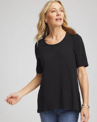 Chico's | Slub Paneled Elbow Tee/ Black