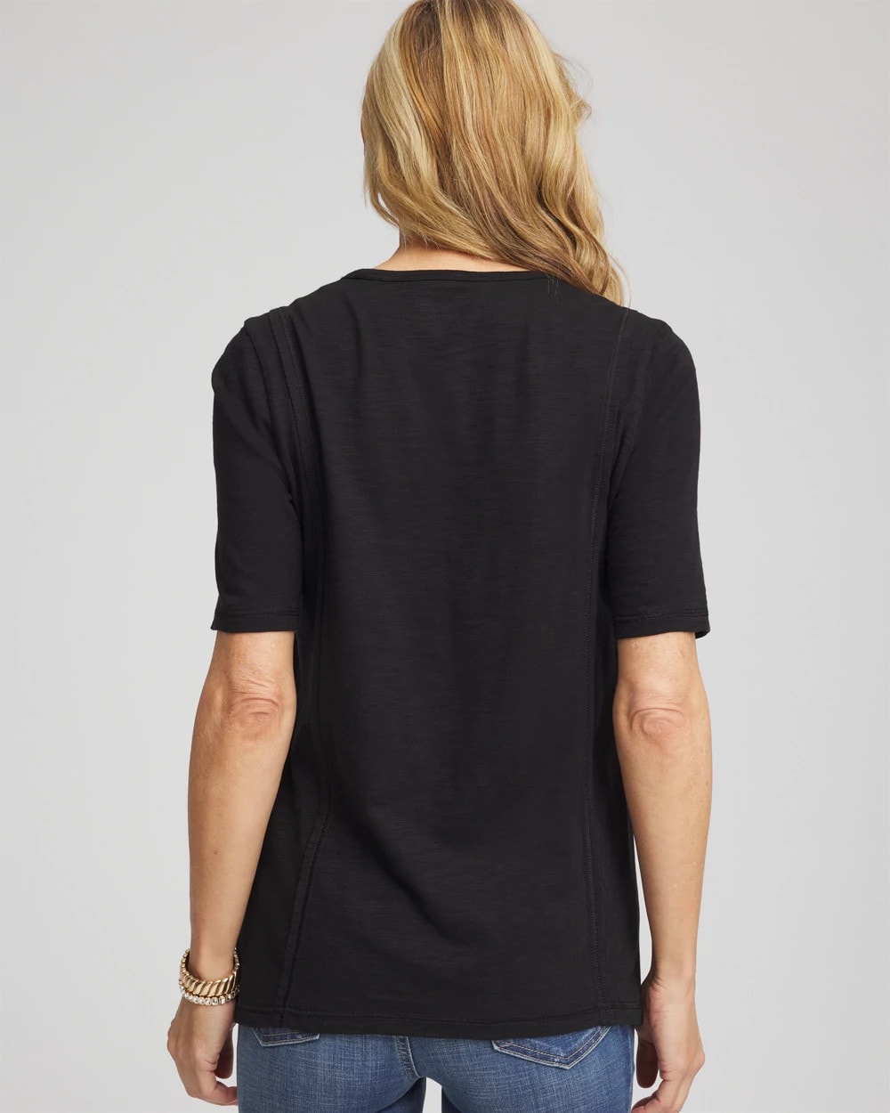 Chico's | Slub Paneled Elbow Tee/ Black