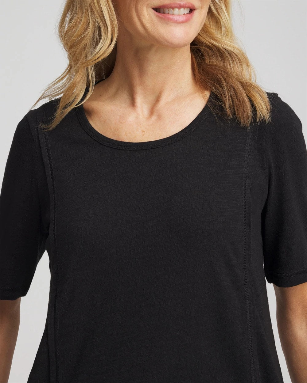 Chico's | Slub Paneled Elbow Tee/ Black
