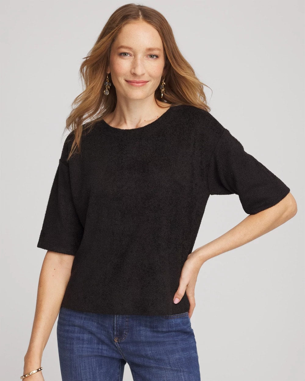 Chico's | Cozy Crewneck Tee/ Black