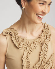 Chico's | Sleeveless Ruffle-Appliqué Tank Top/ Cafe Aroma