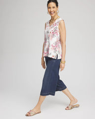 Chico's | Floral Sleeveless V-Neck Tank/ Alabaster