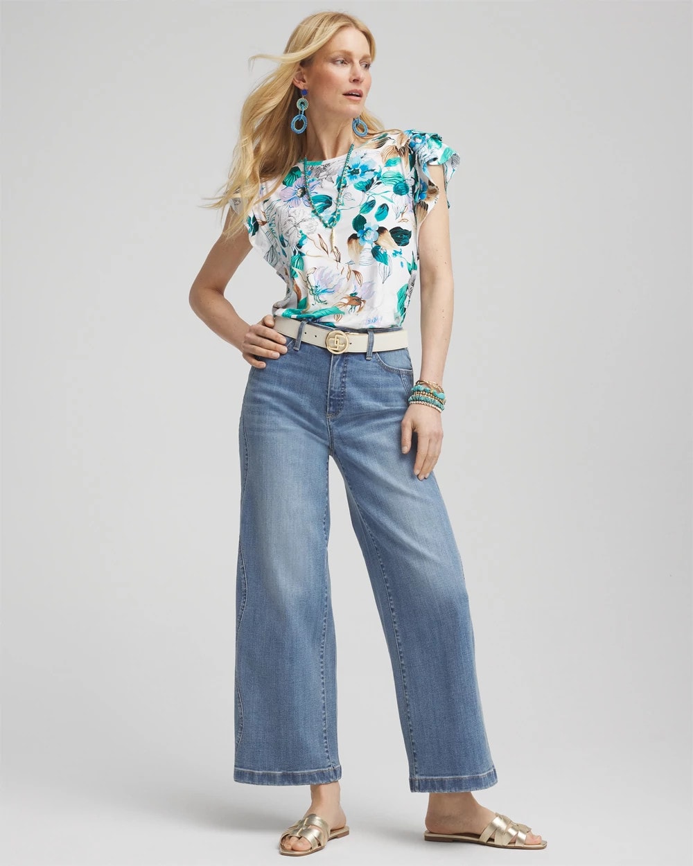 Chico's | Touch of Cool™ Flutter Sleeve Tee/ Alabaster