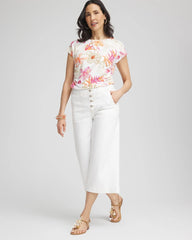 Chico's | Touch of Cool™ Tropical Floral Dolman Tee/ Alabaster