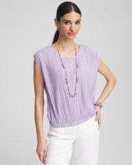 Chico's | Pleated Bubble-Hem Tee/ Gentle Lavender