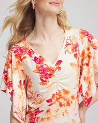 Chico's | Touch of Cool™ Handkerchief-Sleeve V-Neck Tee/ Sunset Peach