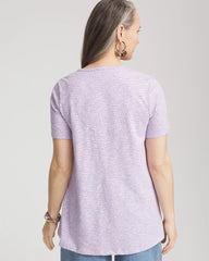 Chico's | Polka-Dot Short Sleeve Forward Seam Tee/ Gentle Lavender