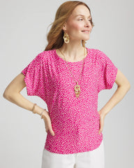 Chico's | Touch of Cool™ Cheetah Ruched Banded Hem Top/ Crushed Berries