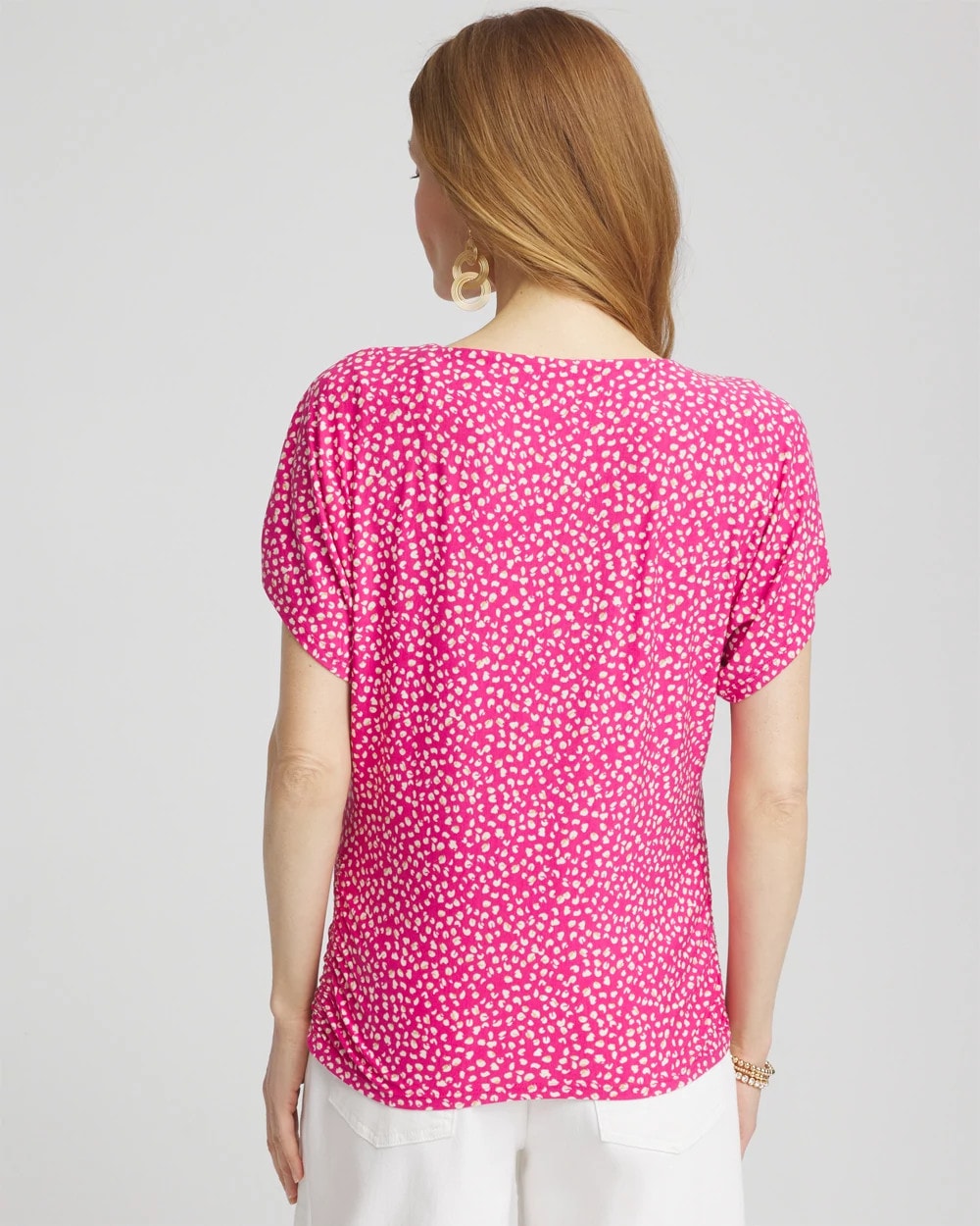 Chico's | Touch of Cool™ Cheetah Ruched Banded Hem Top/ Crushed Berries