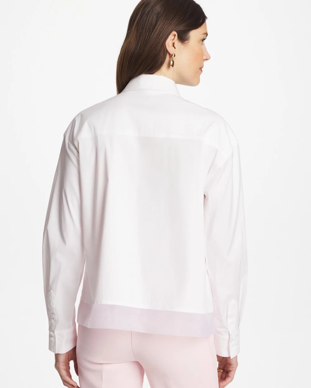Chico's | Poplin Organza Collared Shirt/ Alabaster