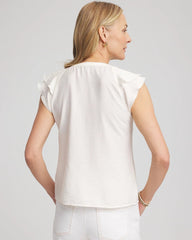 Chico's | Crepe Ruffle-Trim Blouse/ Ecru