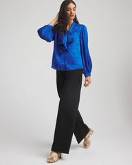 Chico's | Jacquard Tie-Front Blouse/ Cobalt Stone