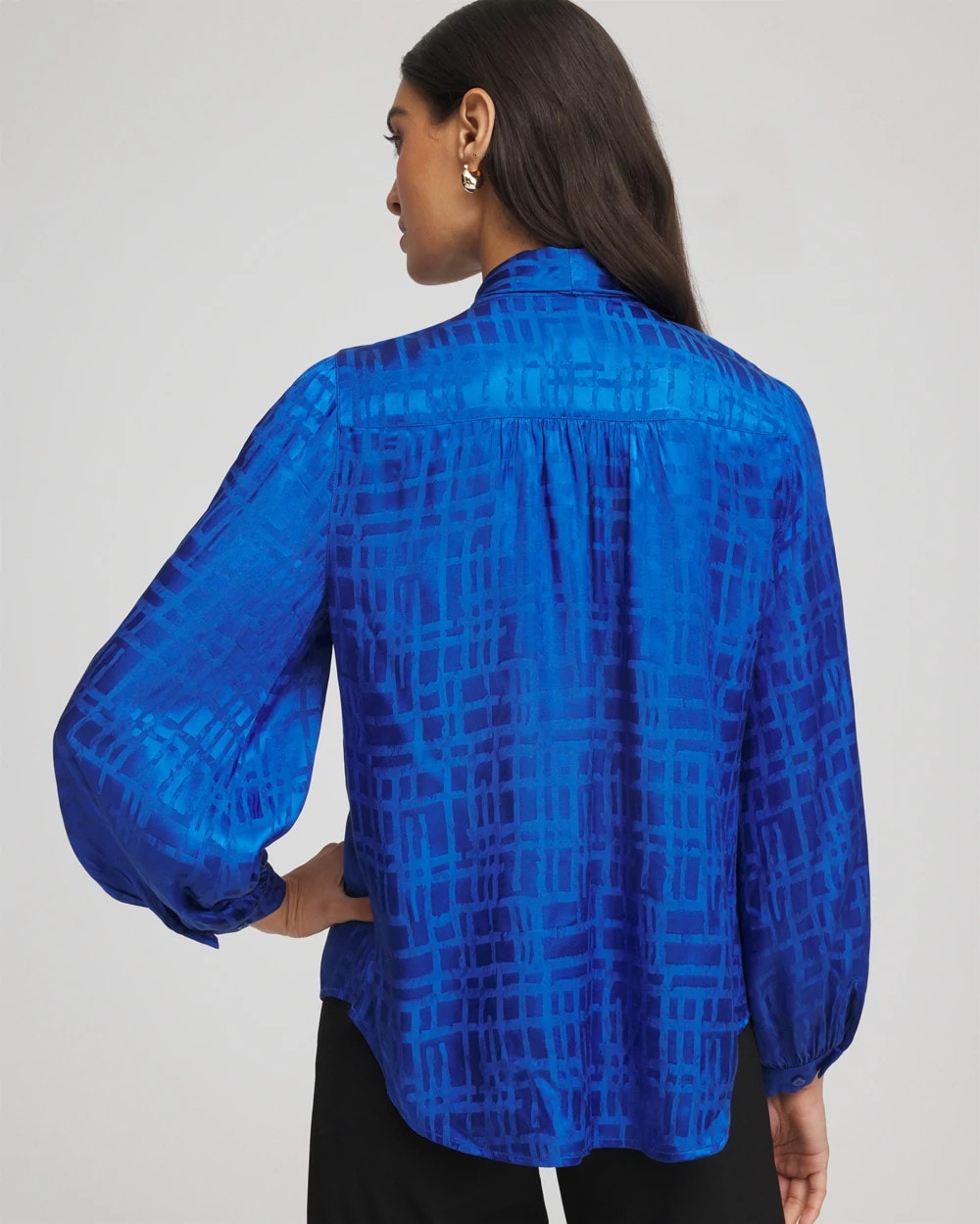 Chico's | Jacquard Tie-Front Blouse/ Cobalt Stone