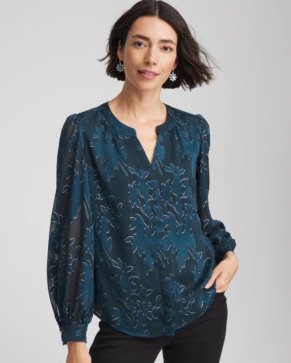 Chico's | Novelty Texture Blouse/ Teal Shadow