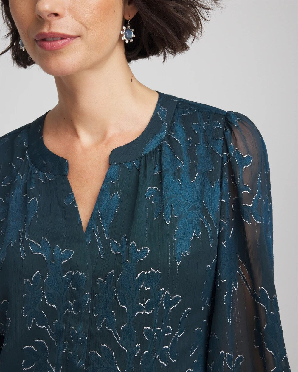 Chico's | Novelty Texture Blouse/ Teal Shadow