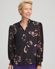 Chico's | Fjord Flora Opaque Crepe Blouse/ Black