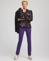 Chico's | Fjord Flora Opaque Crepe Blouse/ Black