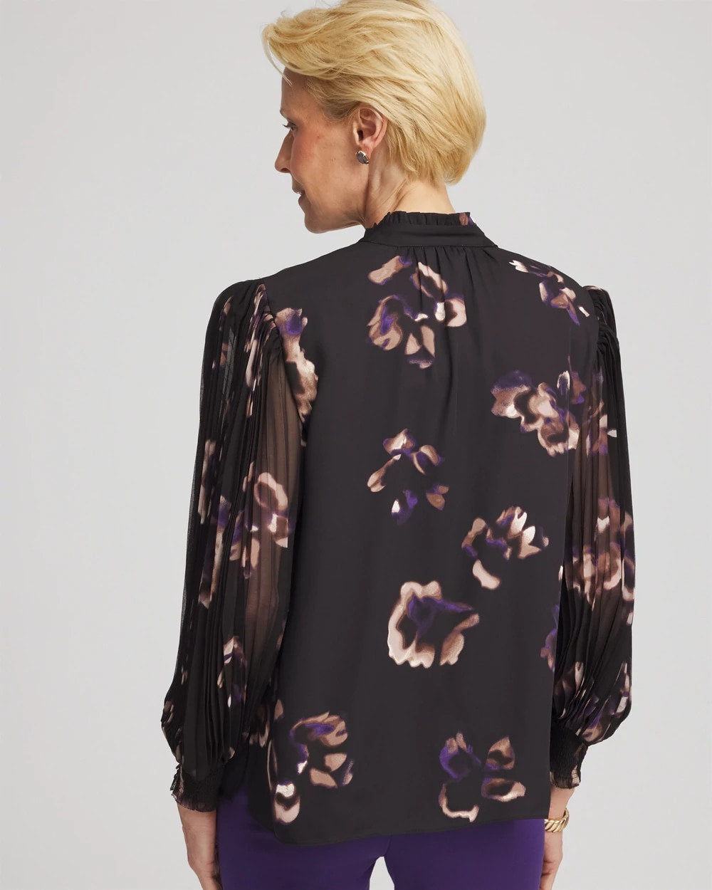 Chico's | Fjord Flora Opaque Crepe Blouse/ Black