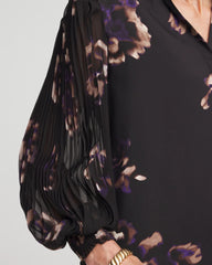Chico's | Fjord Flora Opaque Crepe Blouse/ Black