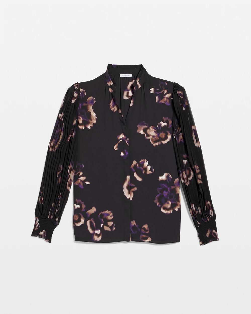 Chico's | Fjord Flora Opaque Crepe Blouse/ Black