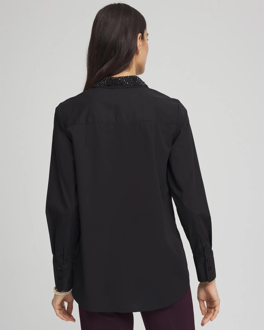 Chico's | Tonal Jewels Poplin Shirt/ Black