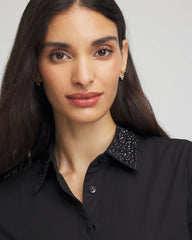 Chico's | Tonal Jewels Poplin Shirt/ Black