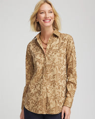 Chico's | No Iron™ Jacquard Scrolls  Shirt/ Gold