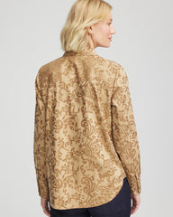 Chico's | No Iron™ Jacquard Scrolls  Shirt/ Gold