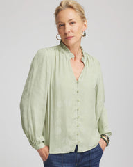 Chico's | Jacquard Georgette Peasant Blouse/ Sage Meadow