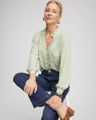 Chico's | Jacquard Georgette Peasant Blouse/ Sage Meadow