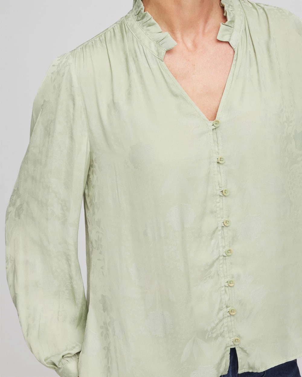 Chico's | Jacquard Georgette Peasant Blouse/ Sage Meadow