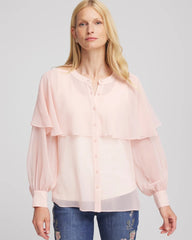 Chico's | Georgette Cape Blouse/ Rose Smoke