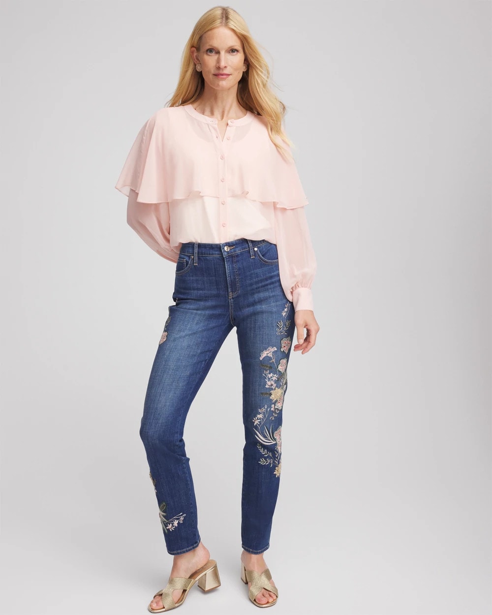 Chico's | Georgette Cape Blouse/ Rose Smoke