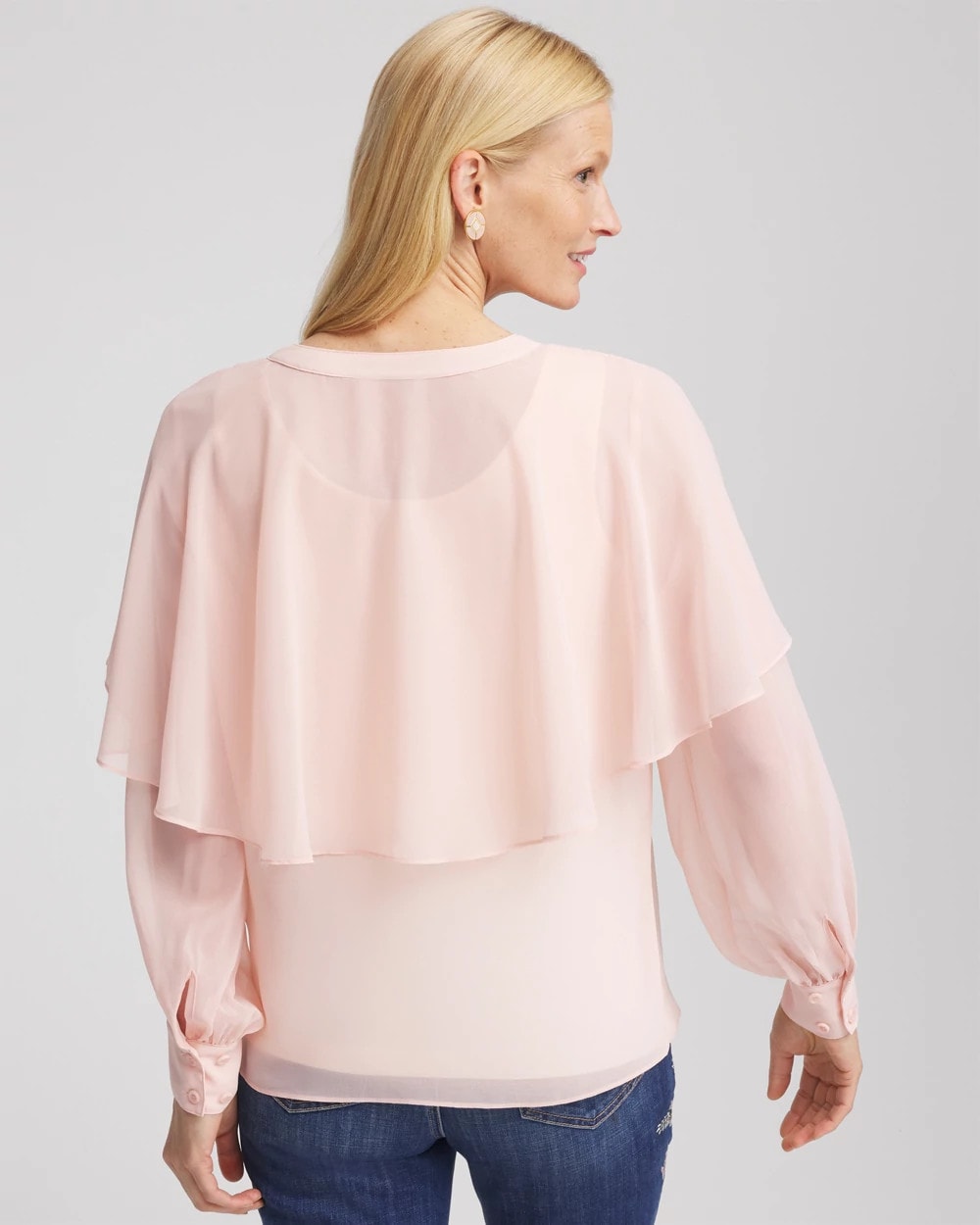 Chico's | Georgette Cape Blouse/ Rose Smoke