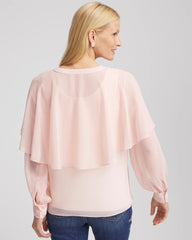 Chico's | Georgette Cape Blouse/ Rose Smoke