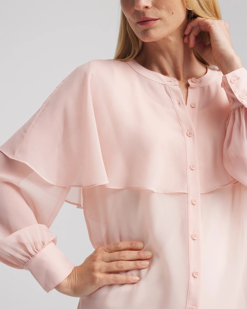 Chico's | Georgette Cape Blouse/ Rose Smoke