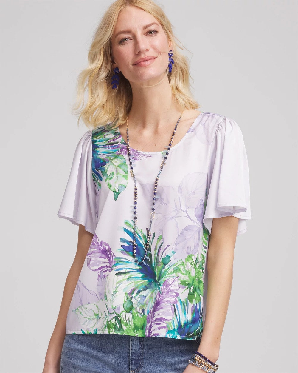 Chico's | Flutter Sleeve Satin Top/ Violet