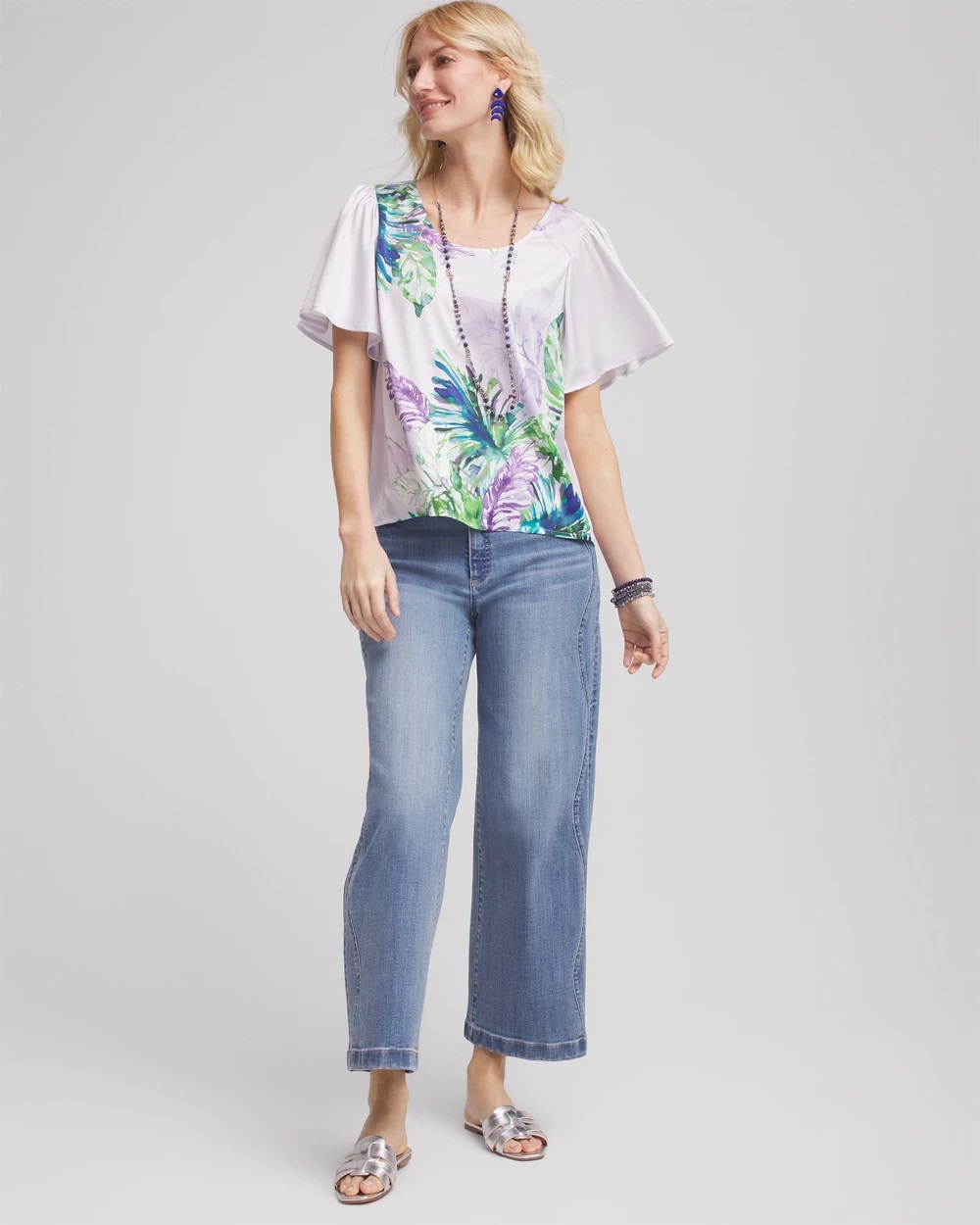 Chico's | Flutter Sleeve Satin Top/ Violet