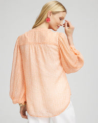 Chico's | Metallic Jacquard Blouse/ Coral Blossom
