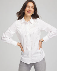 Chico's | Jeweled Poplin Shirt/ Alabaster