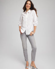 Chico's | Jeweled Poplin Shirt/ Alabaster