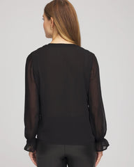 Chico's | Georgette Polka Dot Blouse/ Black
