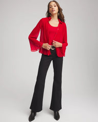 Chico's | Pleated Georgette Blouse/ Carmine Red