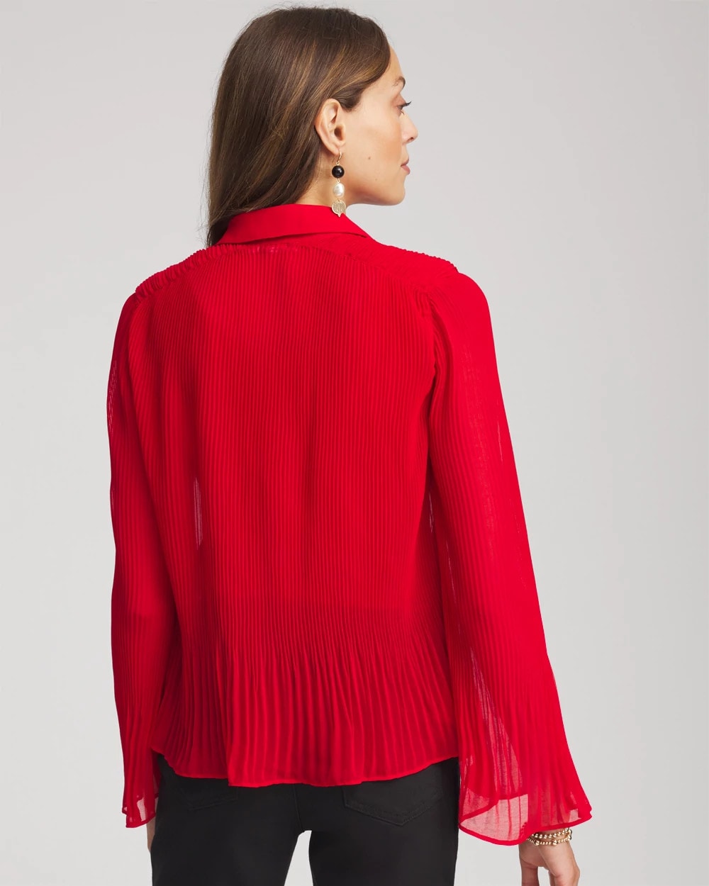 Chico's | Pleated Georgette Blouse/ Carmine Red
