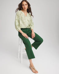 Chico's | Lurex Stripe Cotton Blouse/ Salted Lime