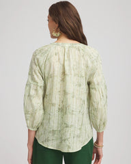 Chico's | Lurex Stripe Cotton Blouse/ Salted Lime