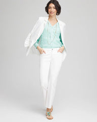 Chico's | Floral Soutache V-Neck Blouse/ Teal Waters