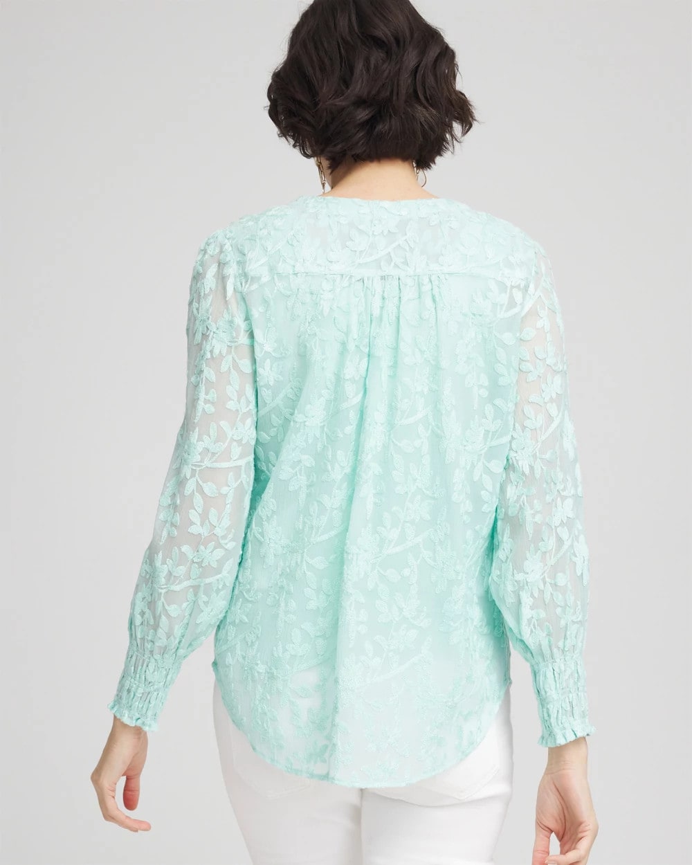Chico's | Floral Soutache V-Neck Blouse/ Teal Waters