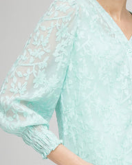 Chico's | Floral Soutache V-Neck Blouse/ Teal Waters